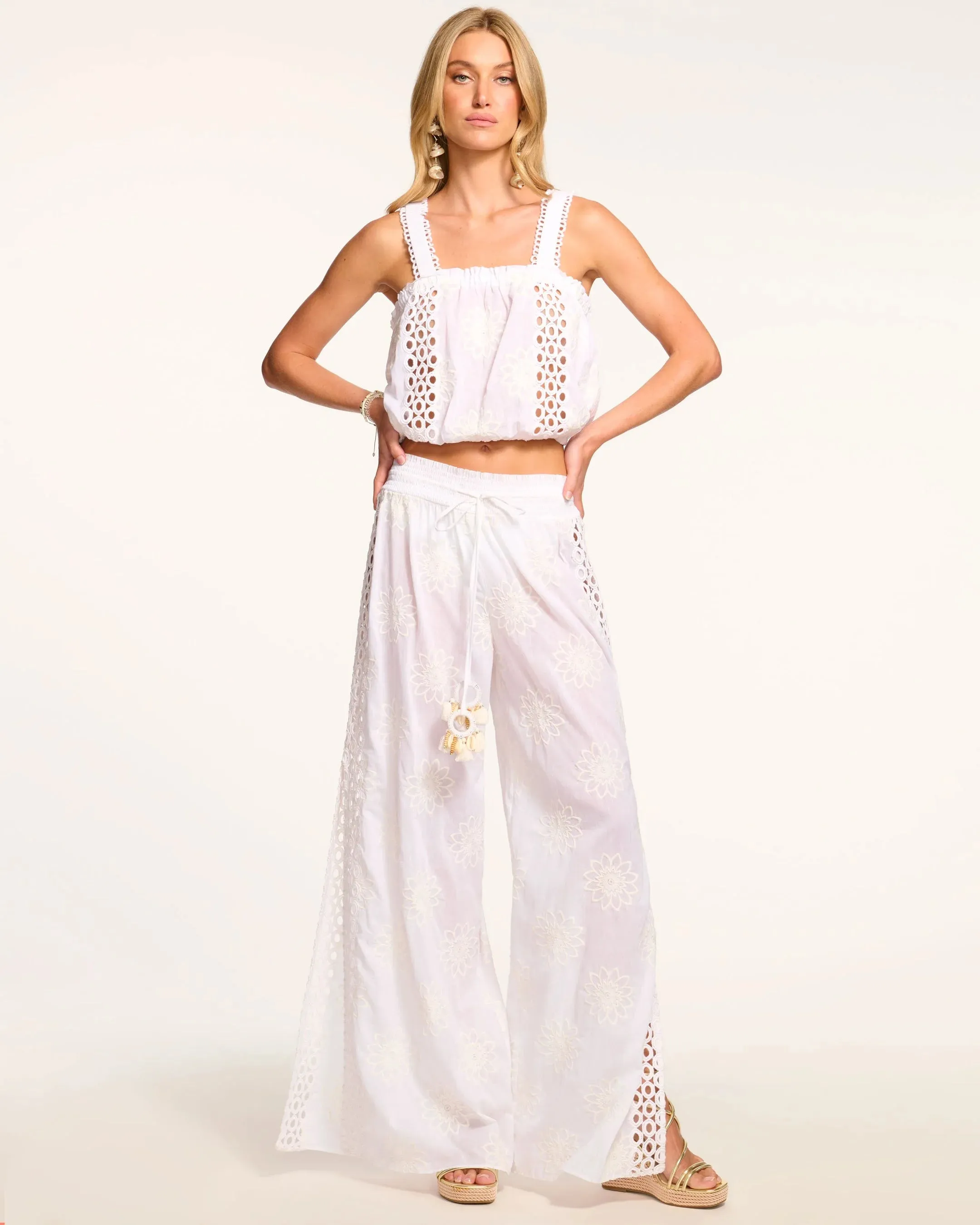 Ramy Brook - Milan Wide Leg Coverup Pant - White Floral sold by Jessie Boutique product image thumbnail 2