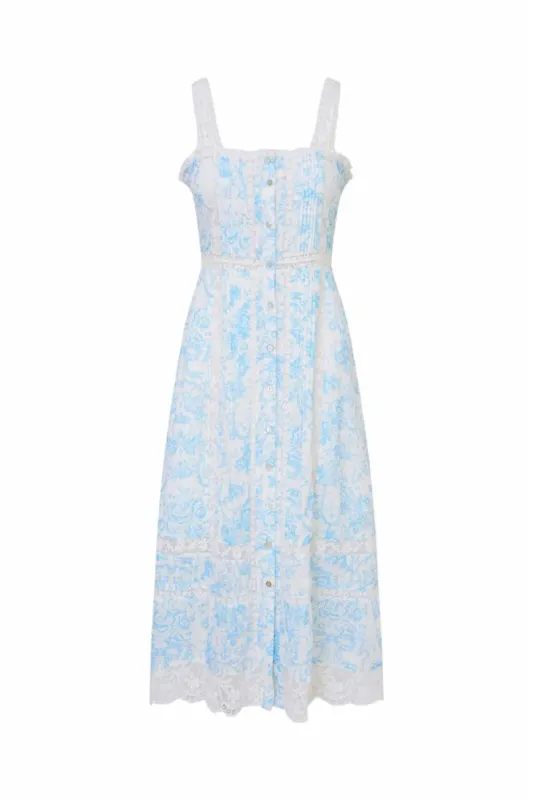 Loveshackfancy - Judalon Cotton Midi Dress - Blue Cove sold by Jessie Boutique