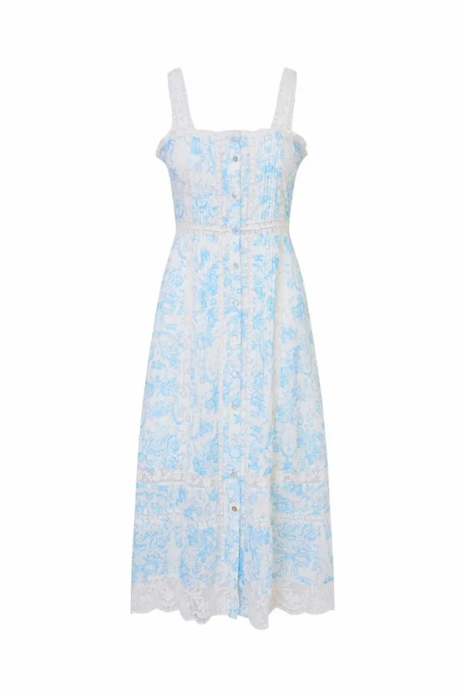 Loveshackfancy - Judalon Cotton Midi Dress - Blue Cove sold by Jessie Boutique