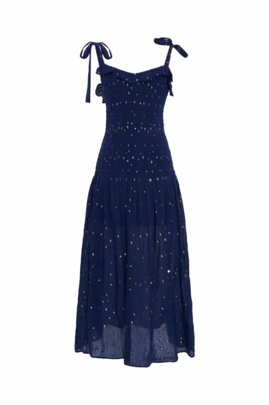 Loveshackfancy - Hillaria Dress - Celestial Navy sold by Jessie Boutique