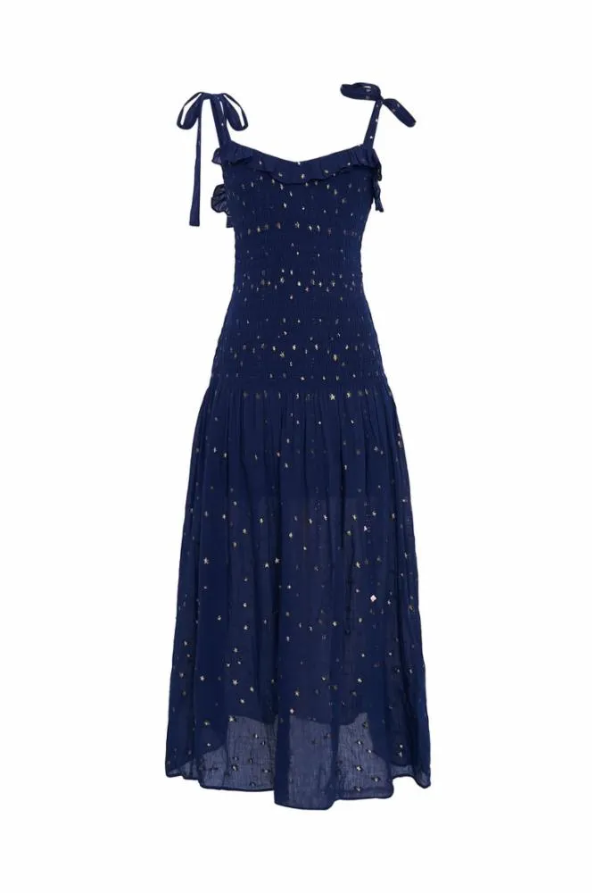 Loveshackfancy - Hillaria Dress - Celestial Navy sold by Jessie Boutique