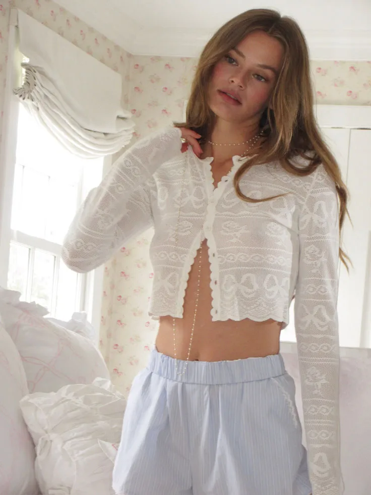 Loveshackfancy - Gretta Knit Bow Cardigan - Ivory sold by Jessie Boutique product image thumbnail 5