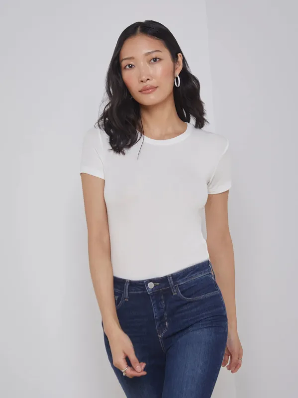 L’agence - Ressi Fitted Tee - White Micro Modal sold by Jessie Boutique