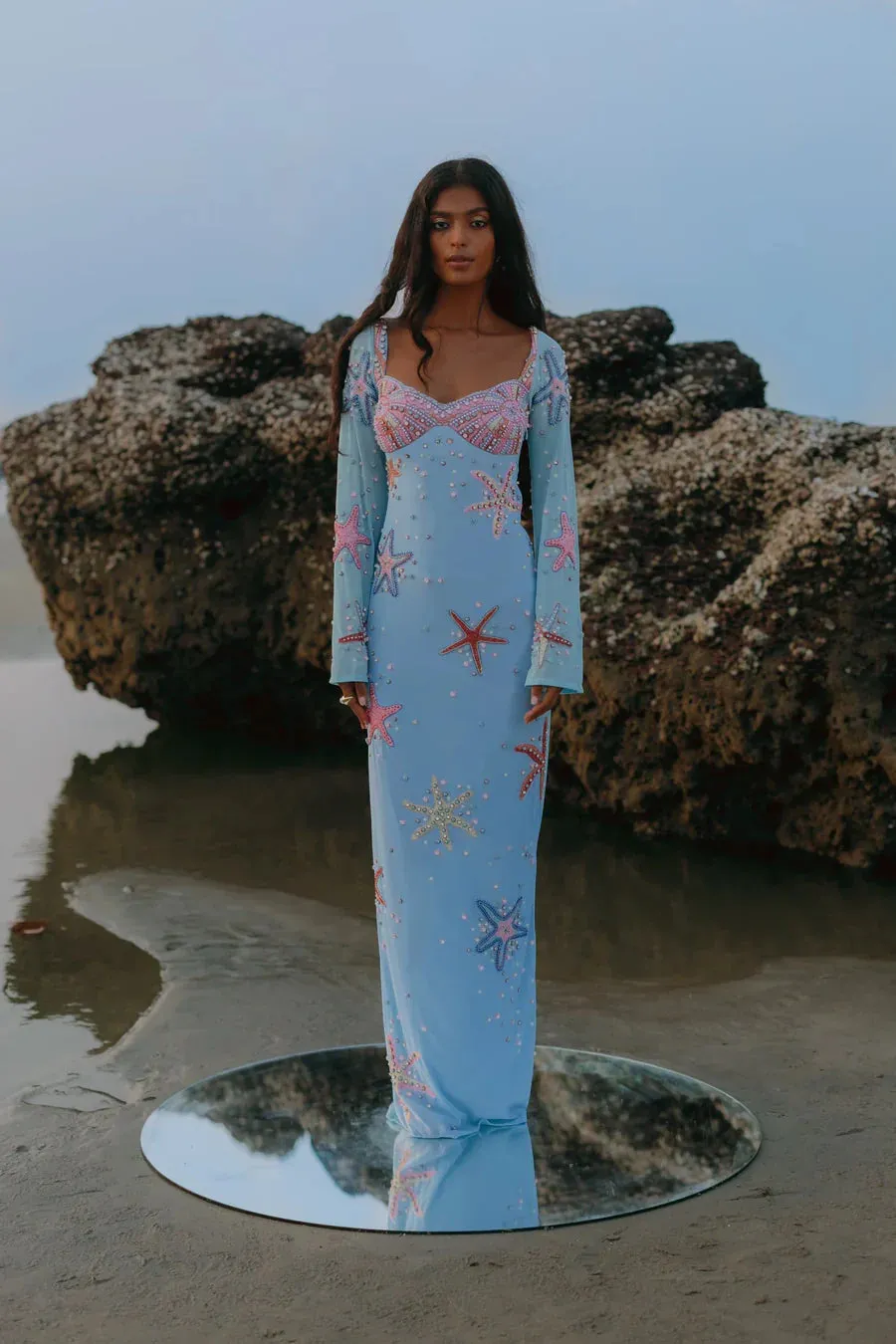 Oceanus - Crescent Shell Bell Sleeve Dress - Blue sold by Jessie Boutique product image thumbnail 2