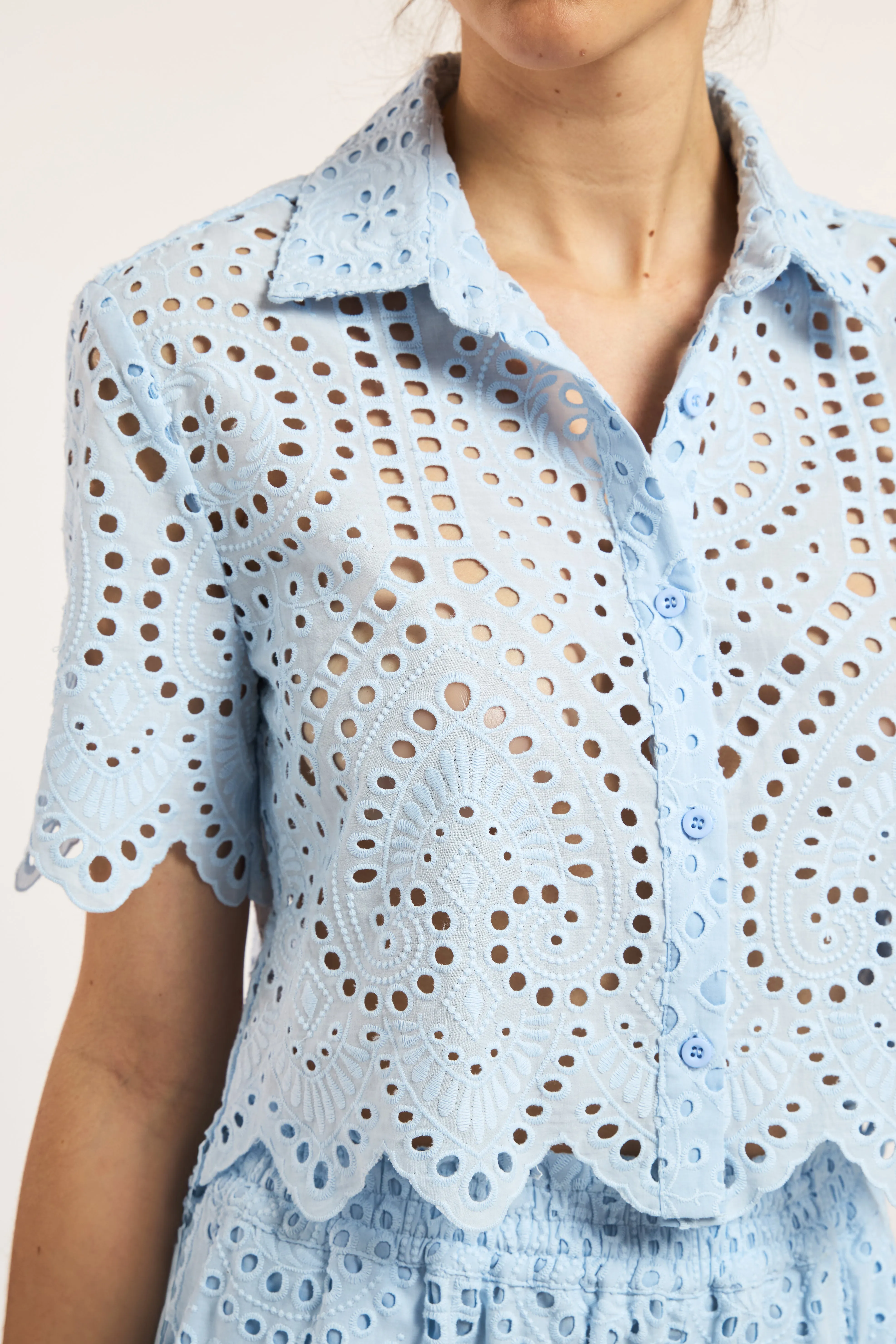 Generation Love - Dubois Cotton Eyelet Shirt - Opal sold by Jessie Boutique product image thumbnail 4