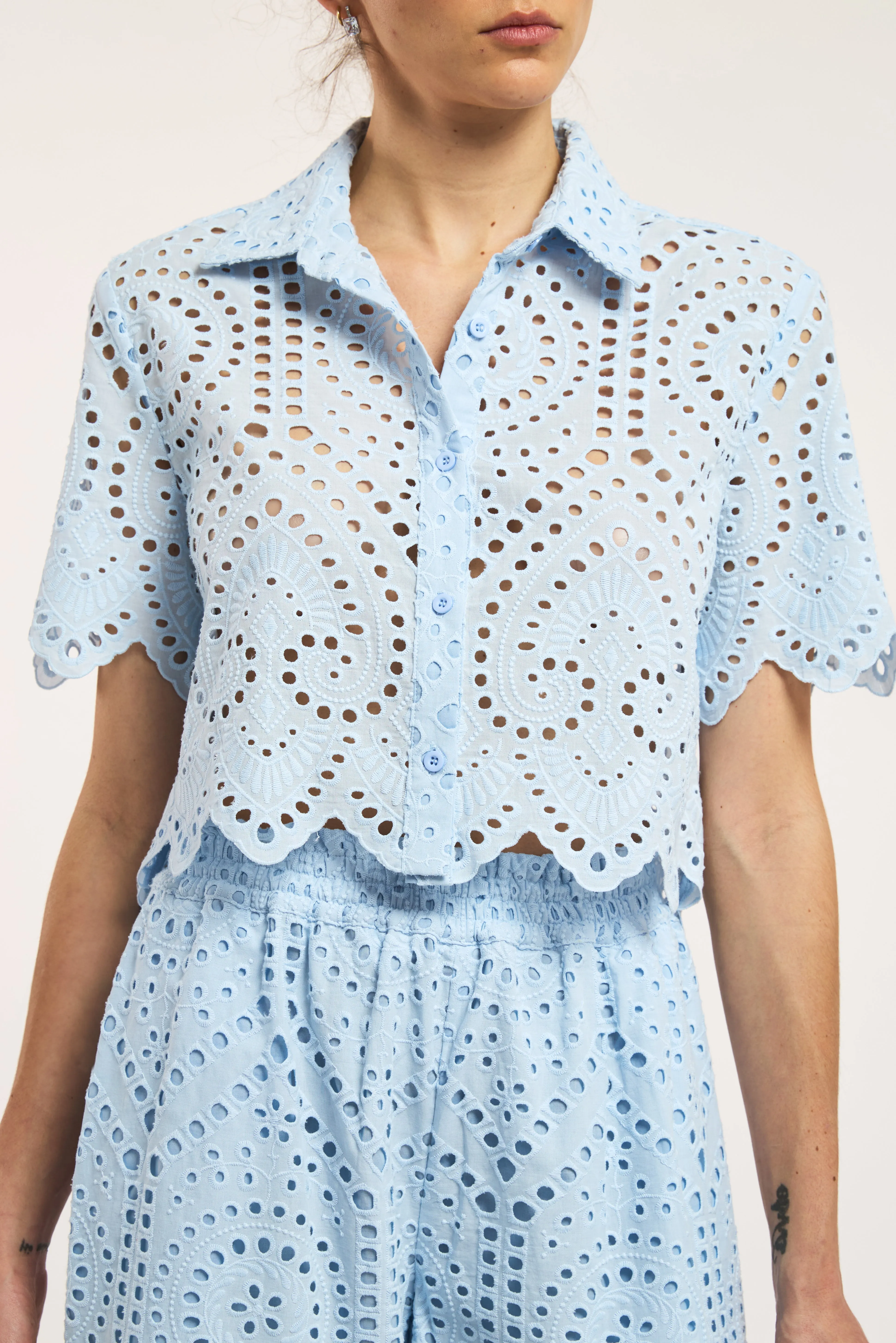 Generation Love - Dubois Cotton Eyelet Shirt - Opal sold by Jessie Boutique product image thumbnail 2