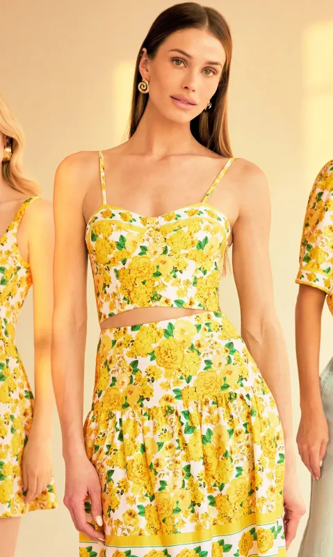 Generation Love - Linda Floral Poplin Bra Top - Floral Fantasy White Yellow sold by Jessie Boutique