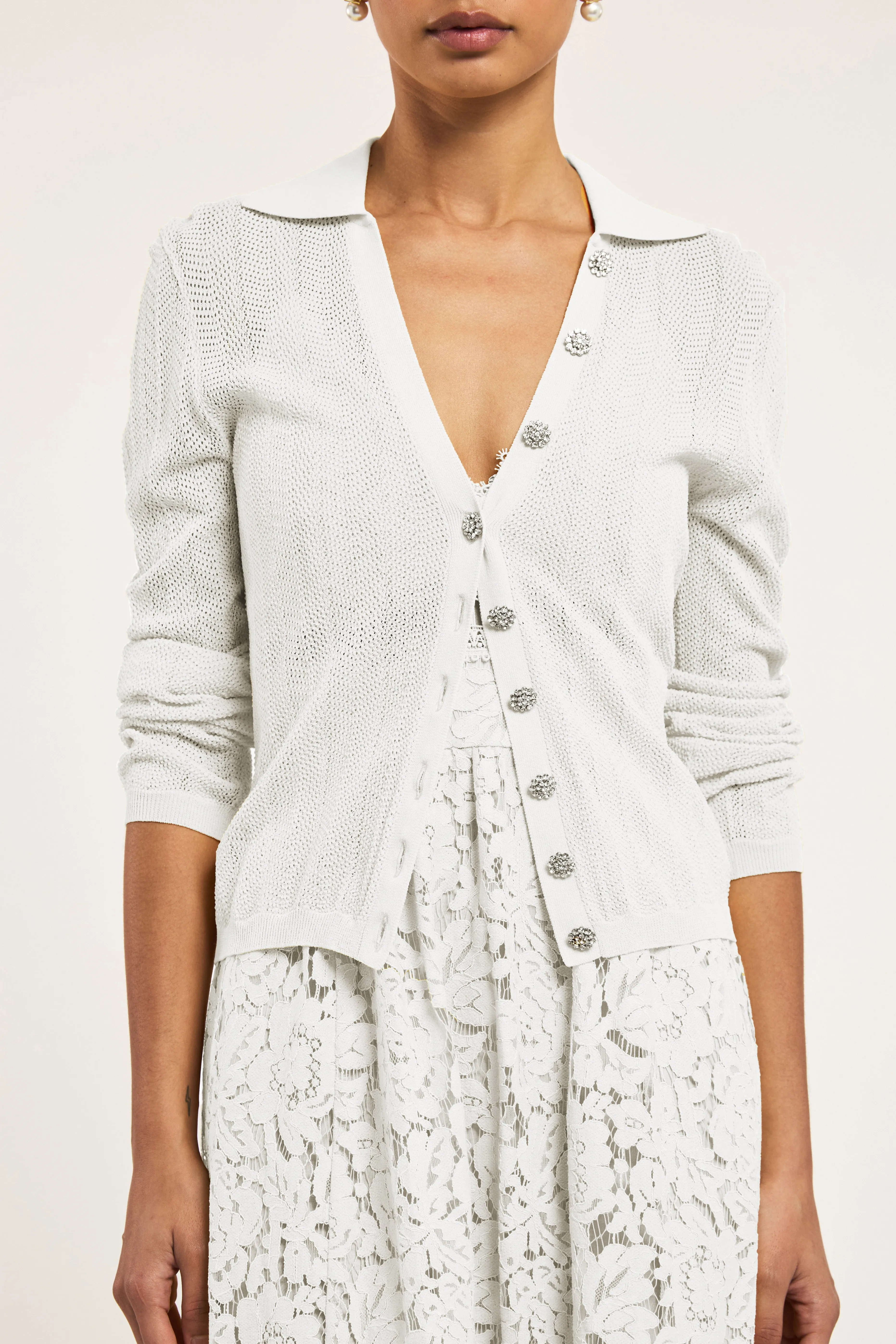 Generation Love - Megan Pointelle Cardigan - White sold by Jessie Boutique product image thumbnail 4