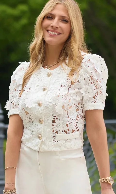 Generation Love - Joanie 3D Lace Jacket - White sold by Jessie Boutique