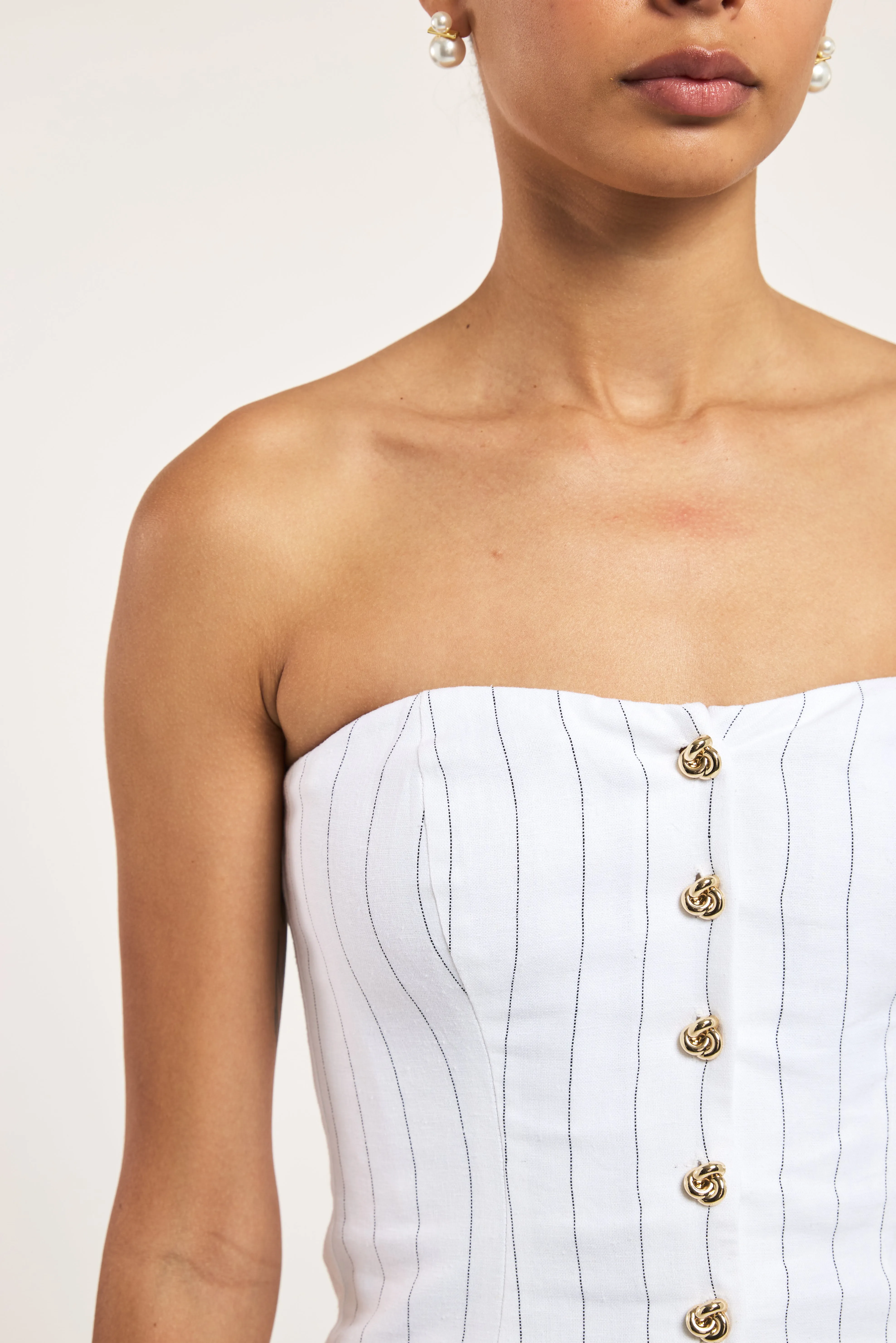 Generation Love - Quinn Pinstripe Vestier - White/Black sold by Jessie Boutique product image thumbnail 2