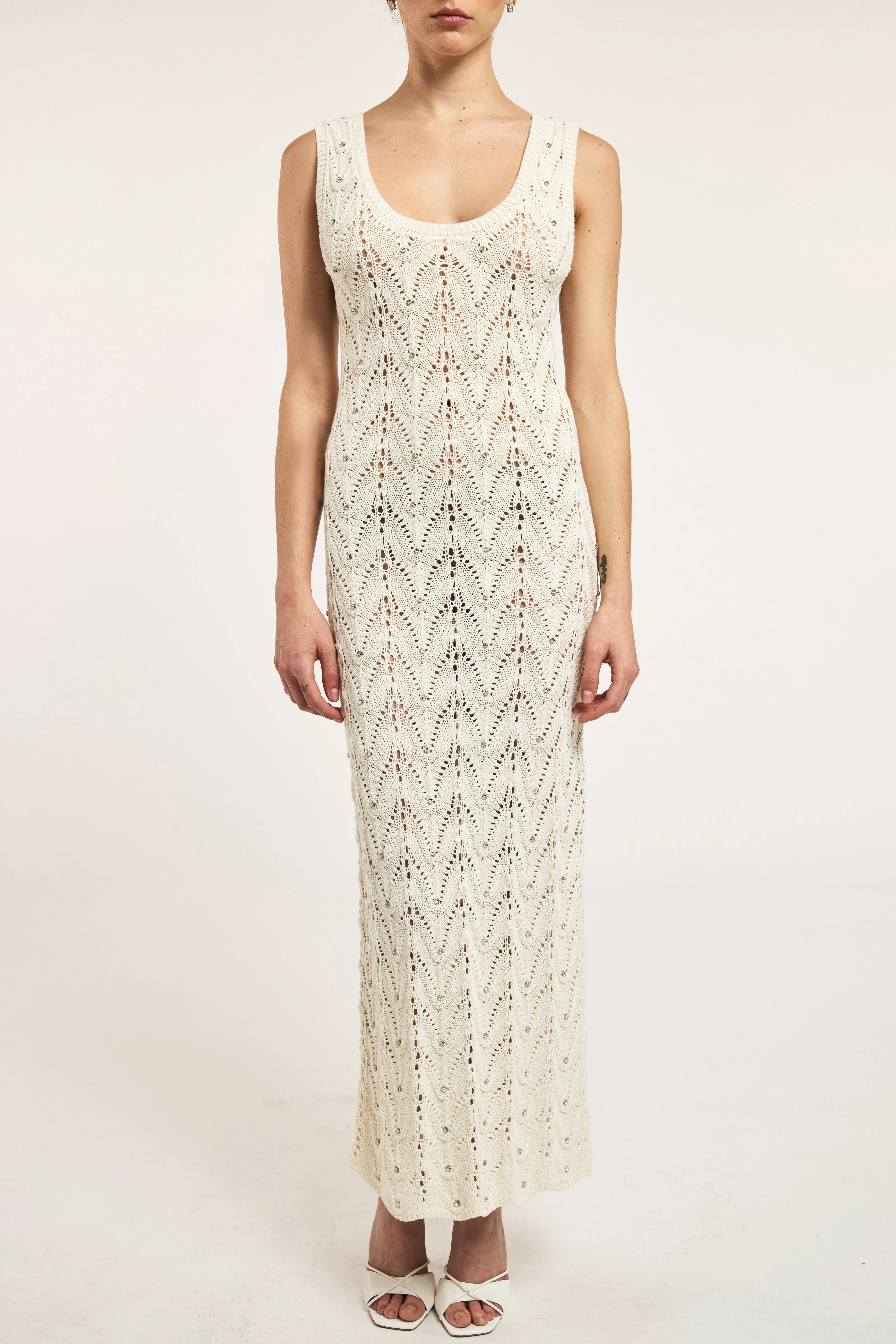 Generation Love - Vincent Crystal Pointelle Knit Dress - Natural sold by Jessie Boutique product image thumbnail 2