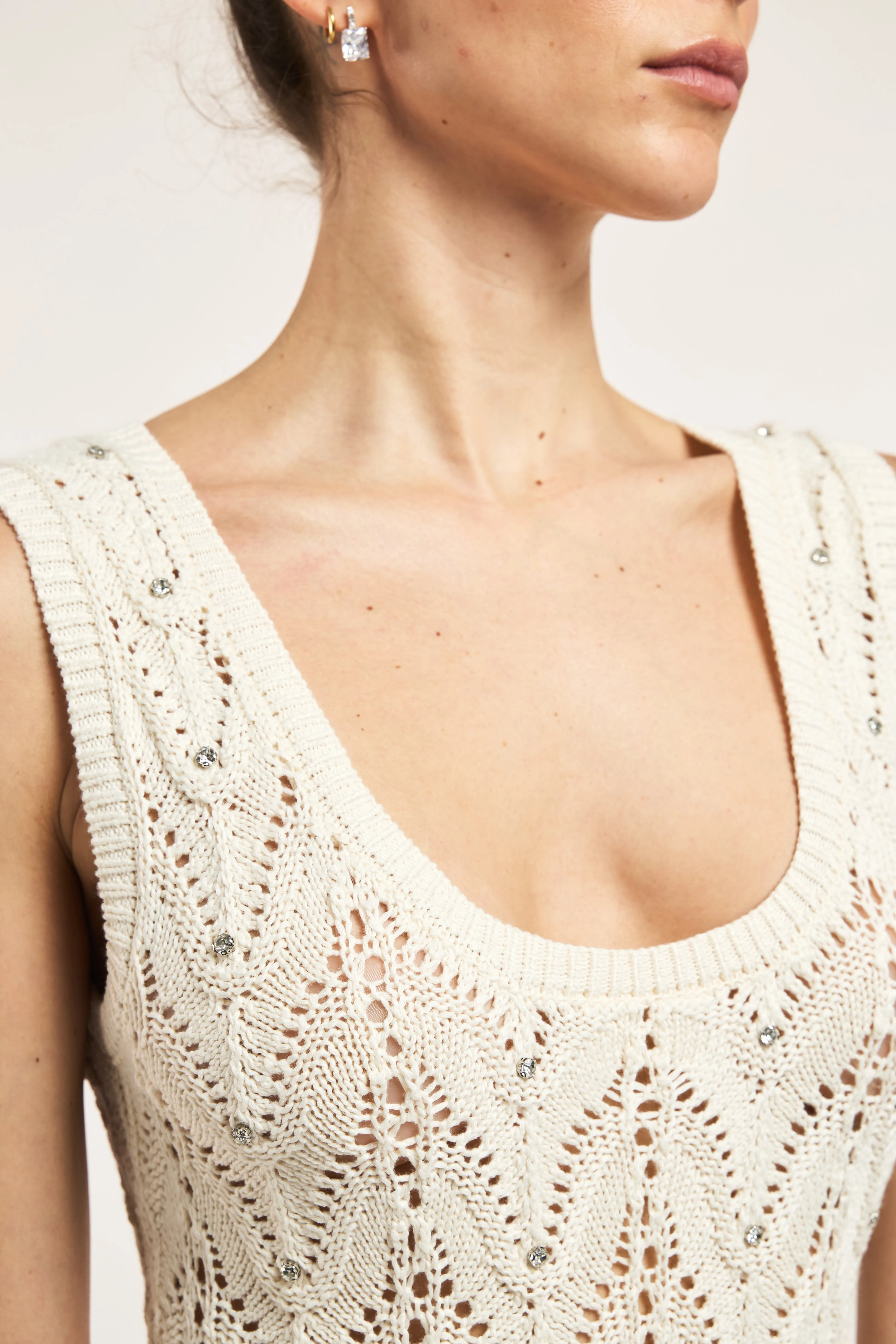 Generation Love - Vincent Crystal Pointelle Knit Dress - Natural sold by Jessie Boutique product image thumbnail 3