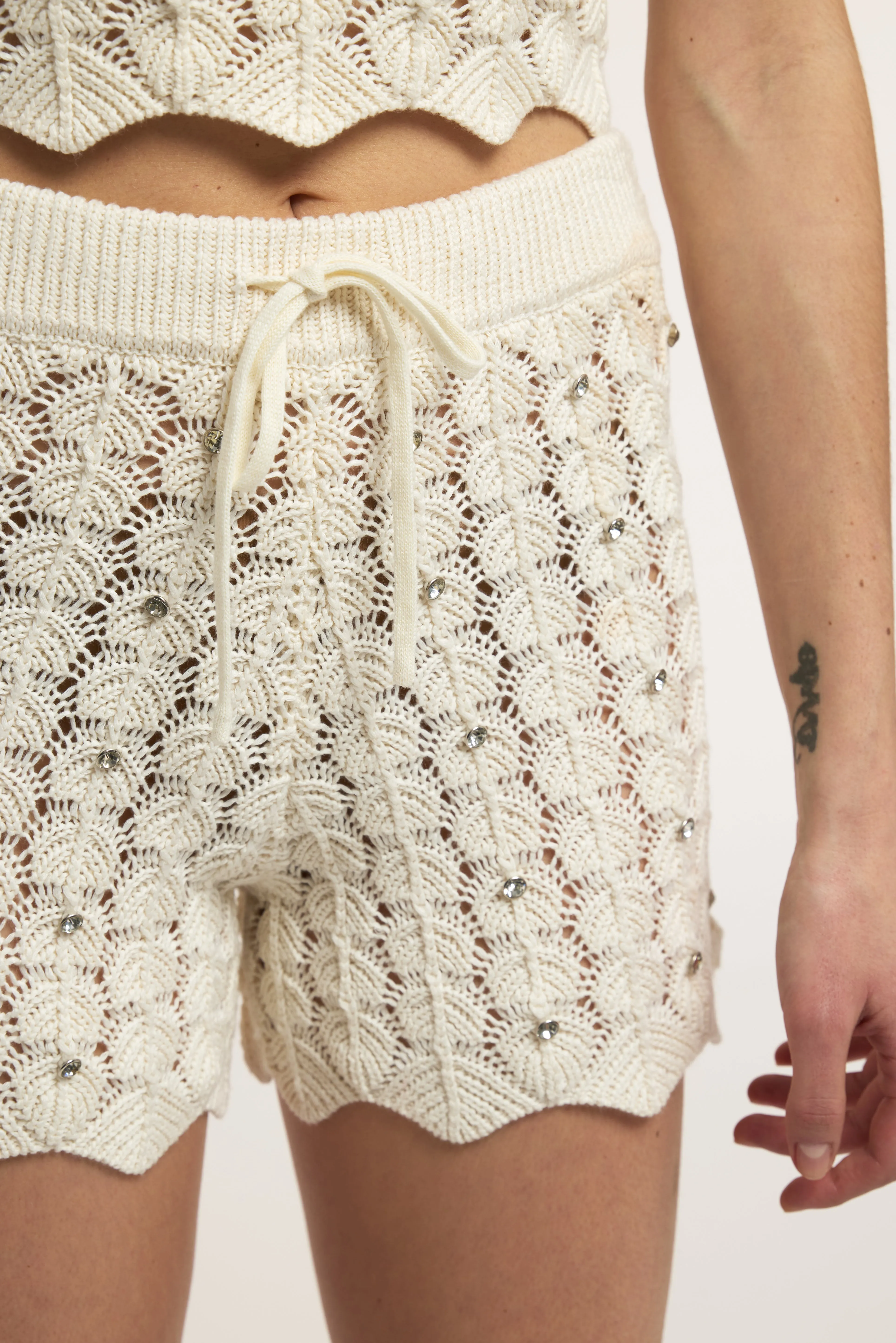 Generation Love - Joe Crystal Pointelle Shorts - Natural sold by Jessie Boutique product image thumbnail 3