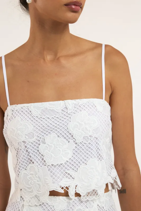 Generation Love - Norma Flower Mesh Cami - White sold by Jessie Boutique