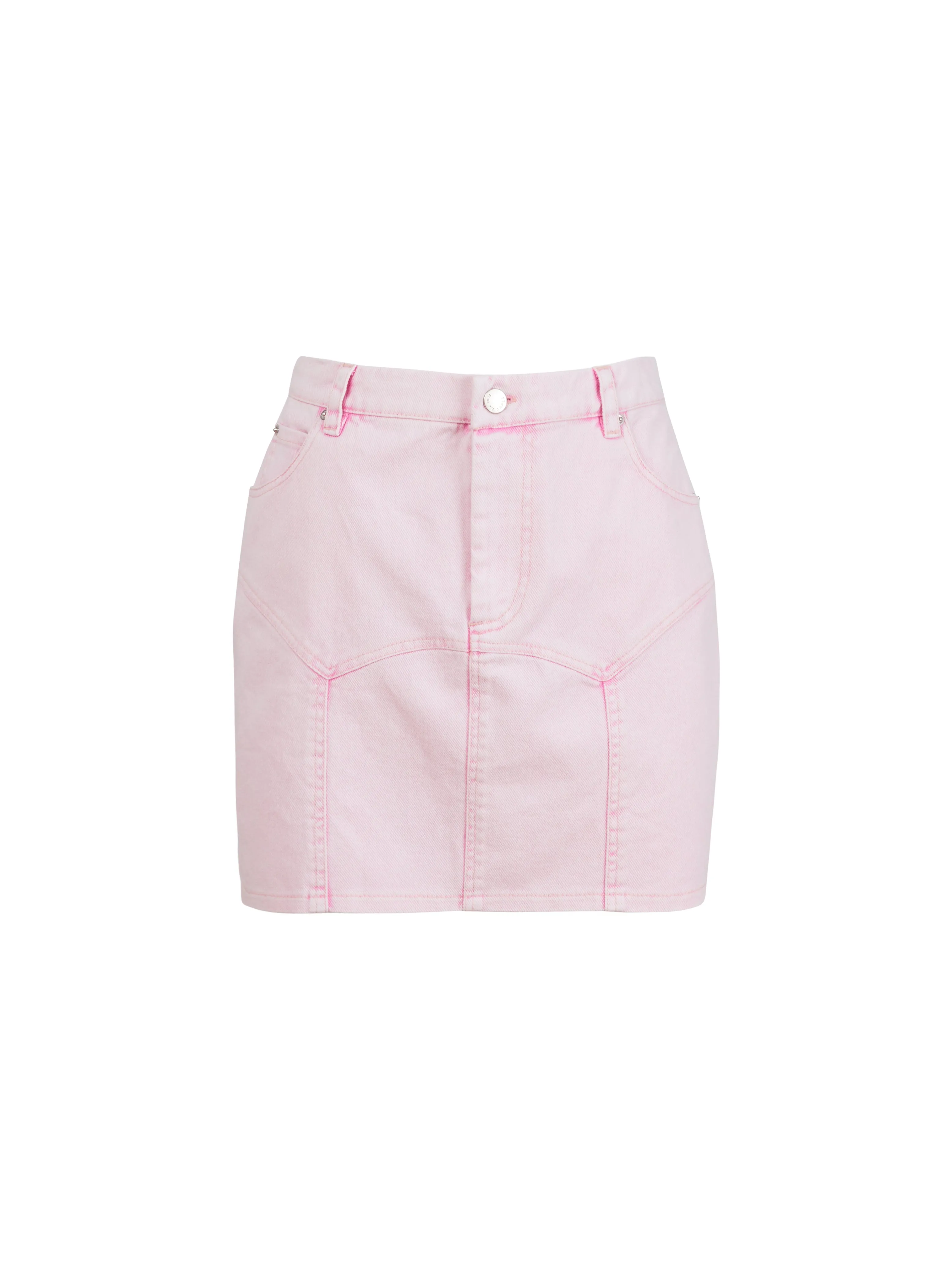 Fleur Du Mal - Colored Denim Garter Skirt - Acid Pink Denim sold by Jessie Boutique