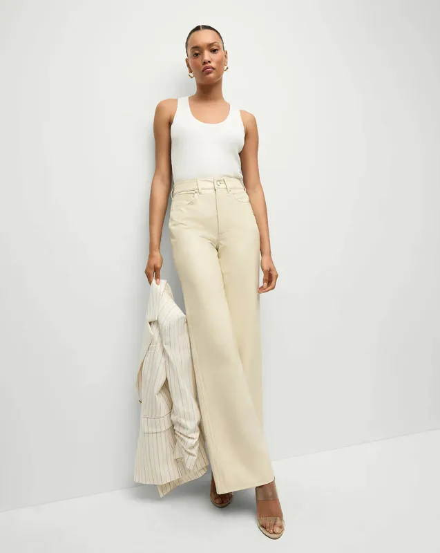 Veronica Beard - Taylor Wide-Leg Jean Vegan Leather - Ecru sold by Jessie Boutique