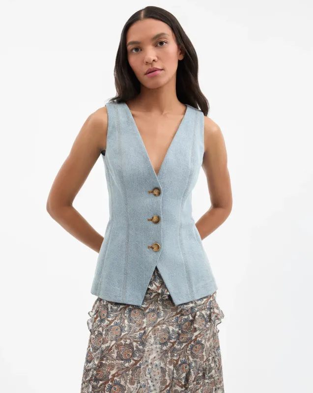 Veronica Beard - Avalina Button-Up Vest - Blue Mirage sold by Jessie Boutique