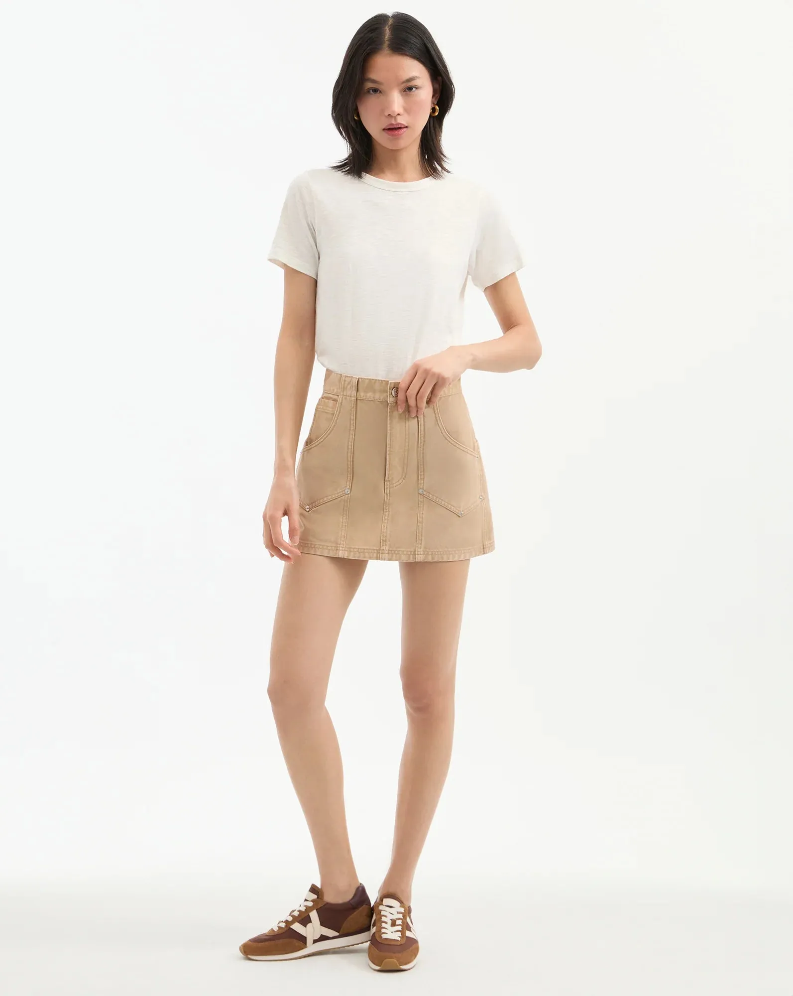 Veronica Beard - Stelene Denim Mini Skirt - Stone Khaki sold by Jessie Boutique
