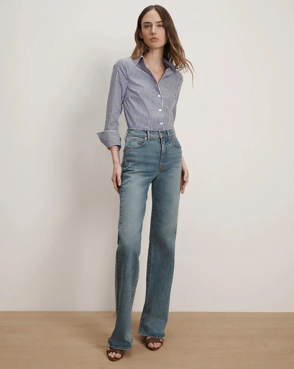 Veronica Beard - Amelia Striped Button-Down Shirt - Navy/White sold by Jessie Boutique product image thumbnail 2