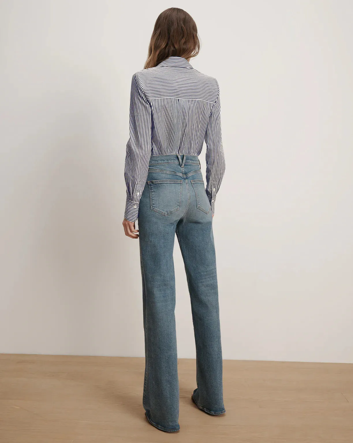 Veronica Beard - Amelia Striped Button-Down Shirt - Navy/White sold by Jessie Boutique product image thumbnail 3