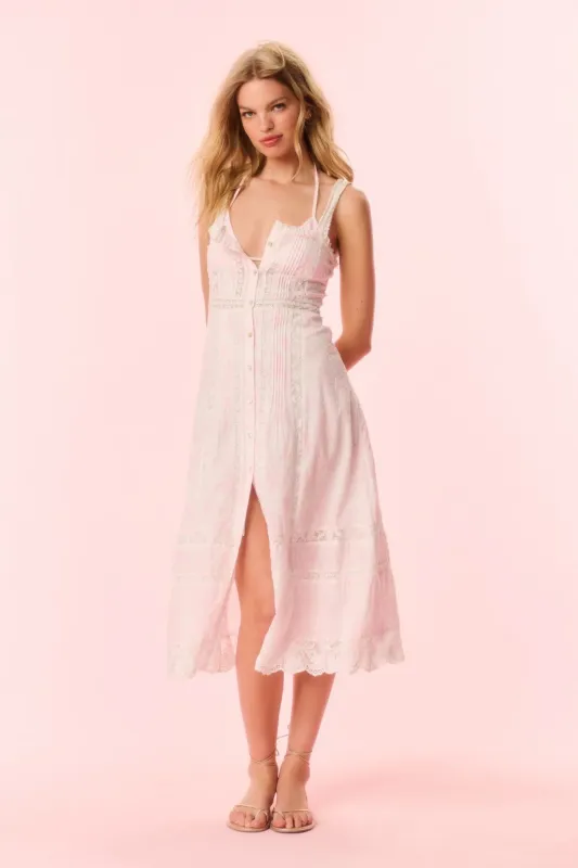 Loveshackfancy - Judalon Cotton Midi Dress - Powder Pink sold by Jessie Boutique