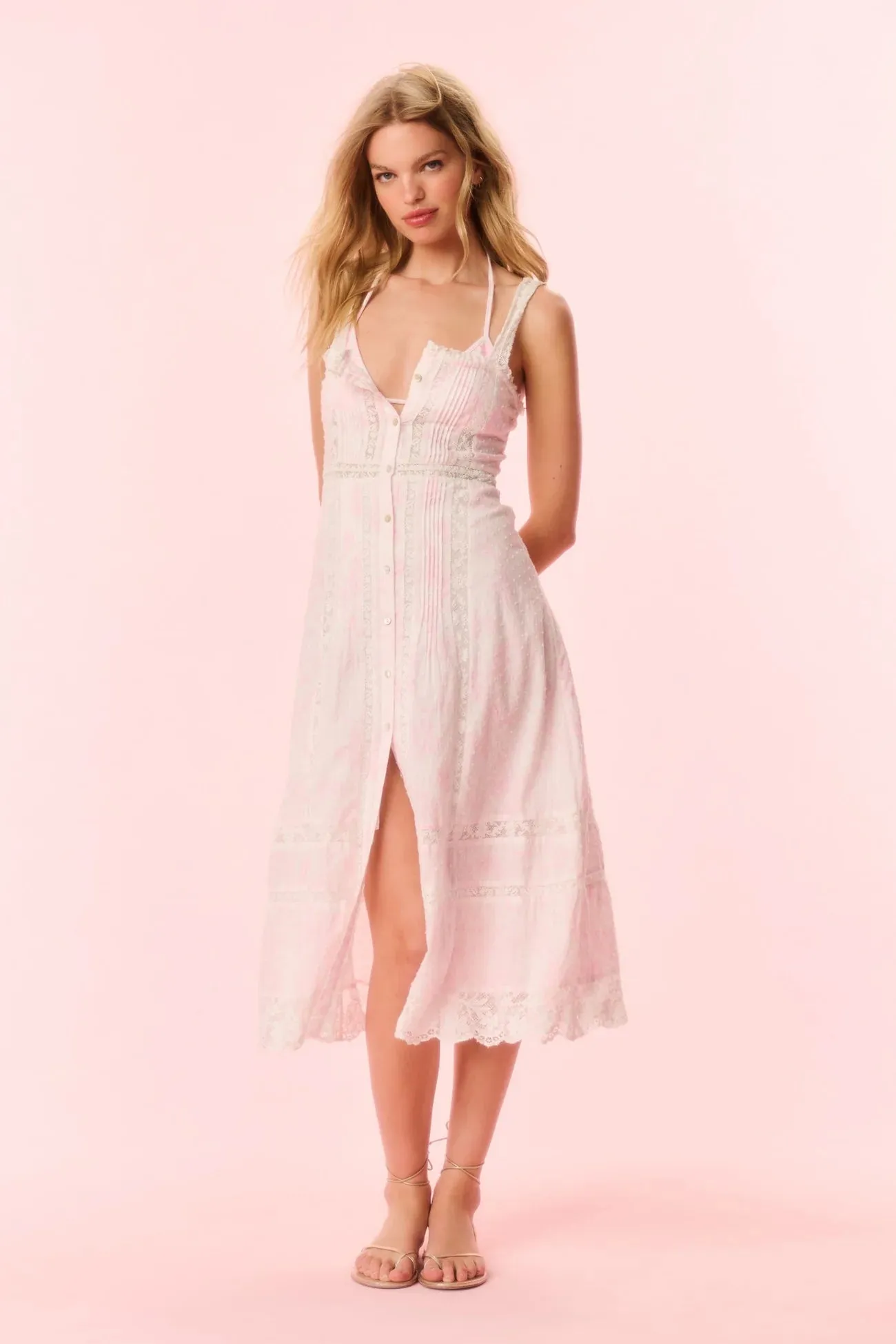Loveshackfancy - Judalon Cotton Midi Dress - Powder Pink sold by Jessie Boutique