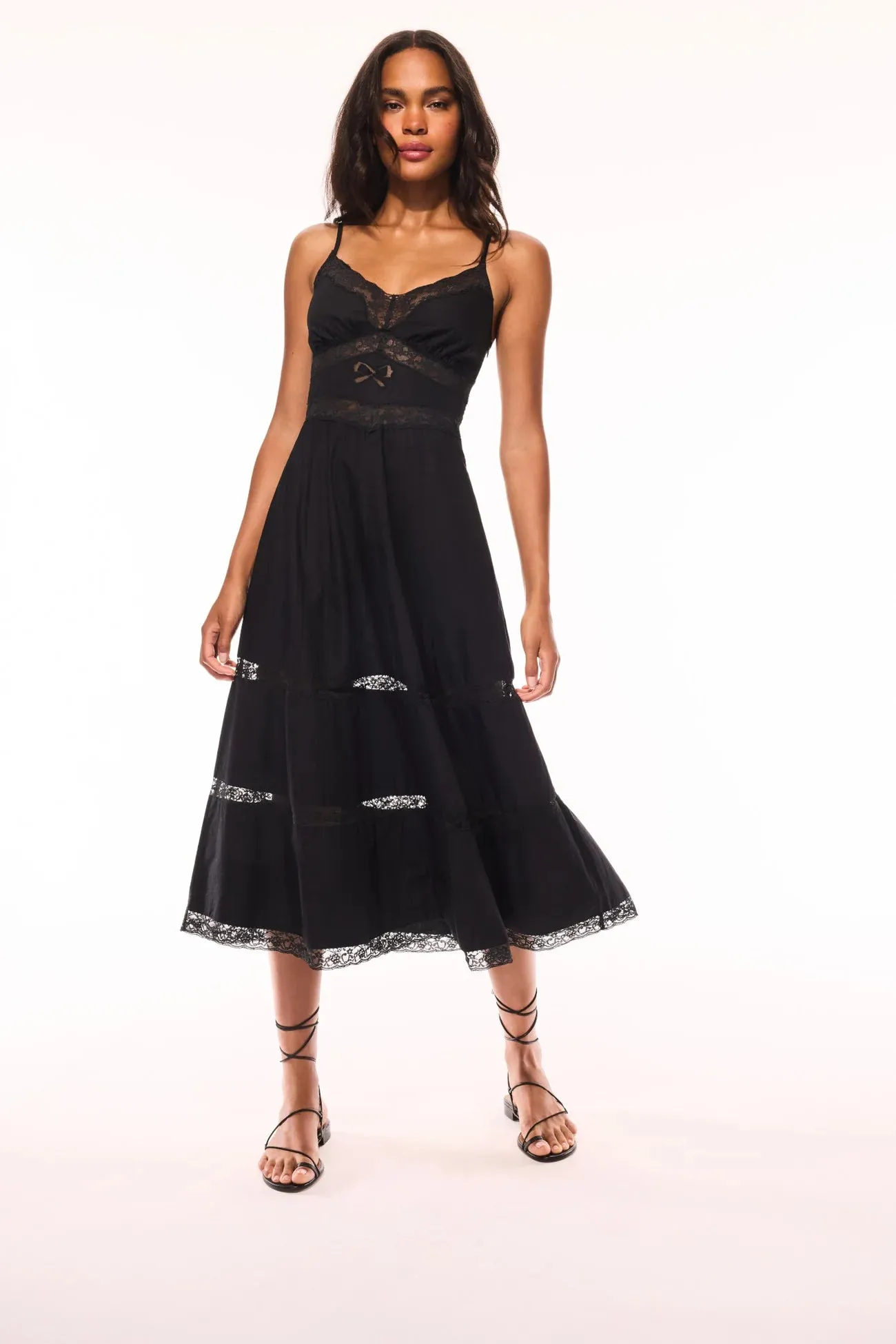 Loveshackfancy - Catryn Lace Bow Cotton Midi Dress - Black sold by Jessie Boutique product image thumbnail 2