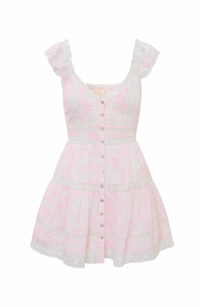 Loveshackfancy - Rietta Cotton Lace-Trimmed Mini Dress - Powder Pink sold by Jessie Boutique