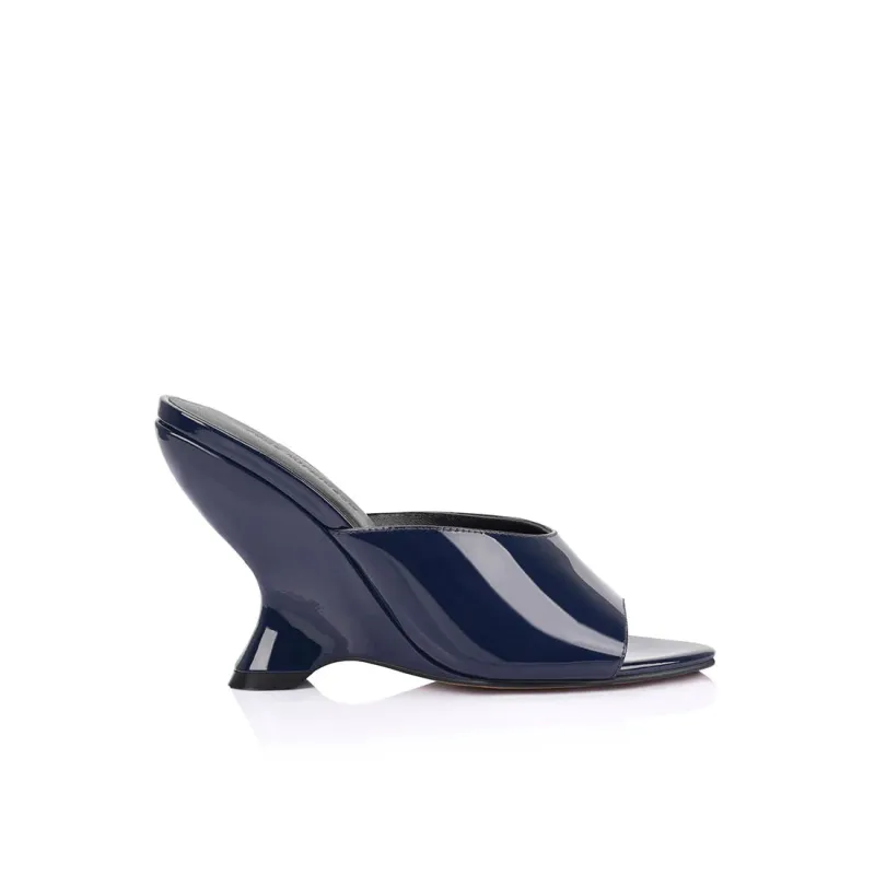 Lana Wilkinson - Martha Wedge Patent Leather - Midnight sold by Jessie Boutique