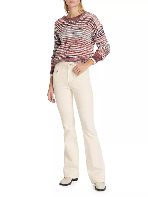 Veronica Beard - Beverly HR Skinny Flare w/Tab Jean - Ecru sold by Jessie Boutique