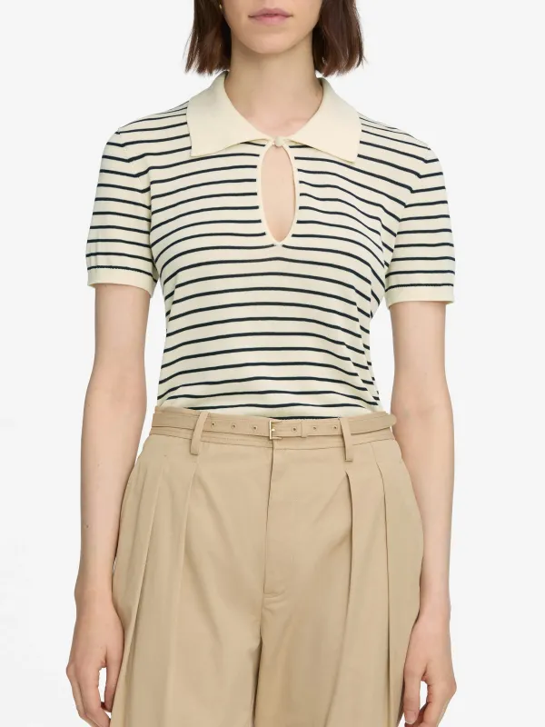 Frame - The Keyhole Polo - Cream Multi sold by Jessie Boutique