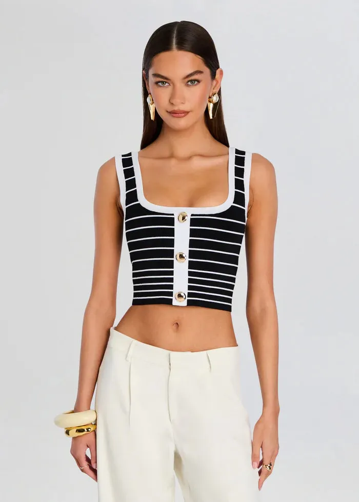Retrofete - Zadie Knit Top - Metallic Black/White sold by Jessie Boutique