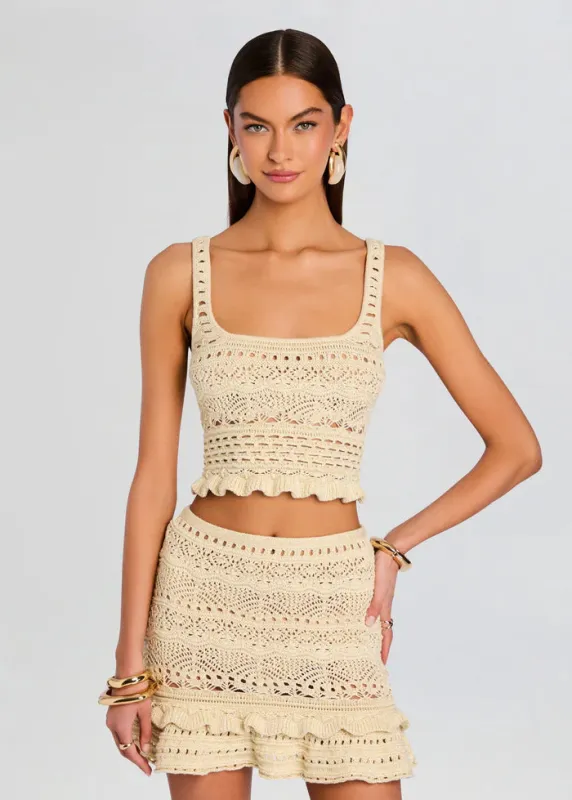 Retrofete - Damira Crochet Top - Ivory/Gold sold by Jessie Boutique