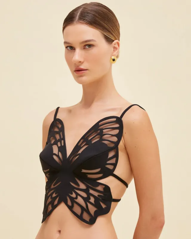 Patbo - Tulle Butterfly Top - Black sold by Jessie Boutique