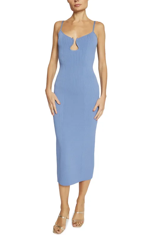 Ramy Brook - Sloan Plunging Ribbed Knit Midi Dress - Cornflower Blue sold by Jessie Boutique