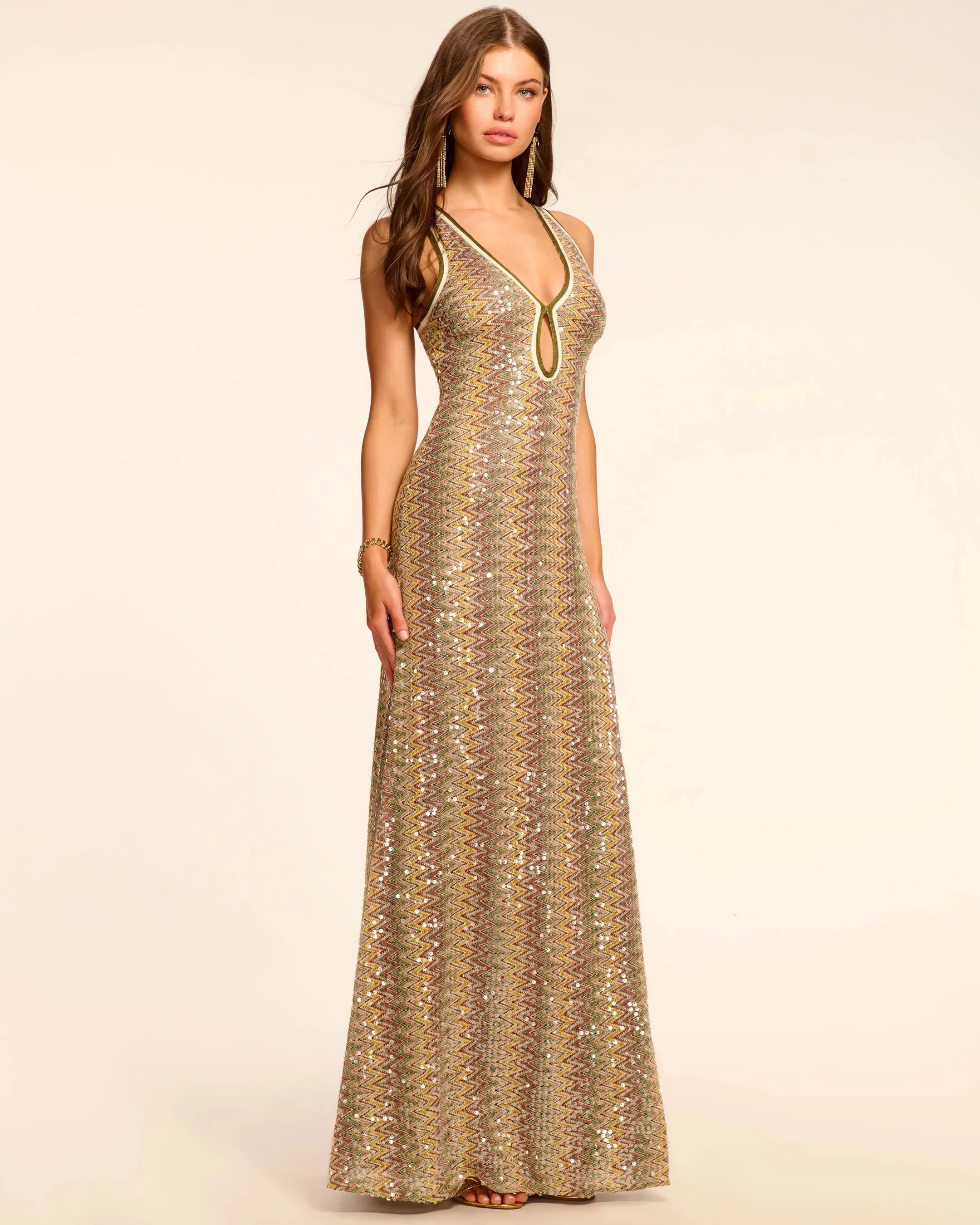 Ramy Brook - Lilia Chevron Sequin Maxi Dress - Boca Sequin sold by Jessie Boutique
