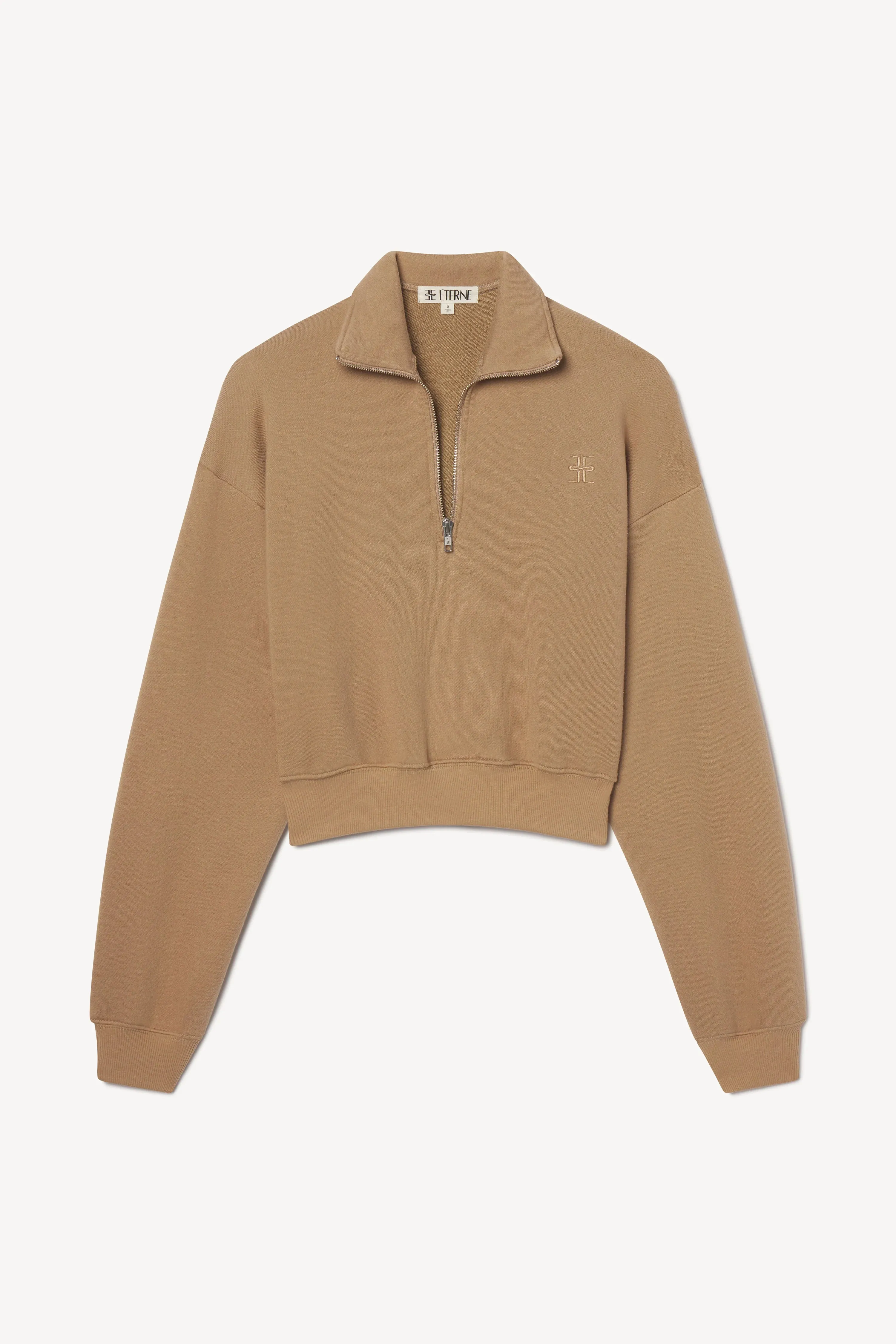 Eterne - Cropped Half-Zip Sweatshirt - Taupe sold by Jessie Boutique product image thumbnail 3