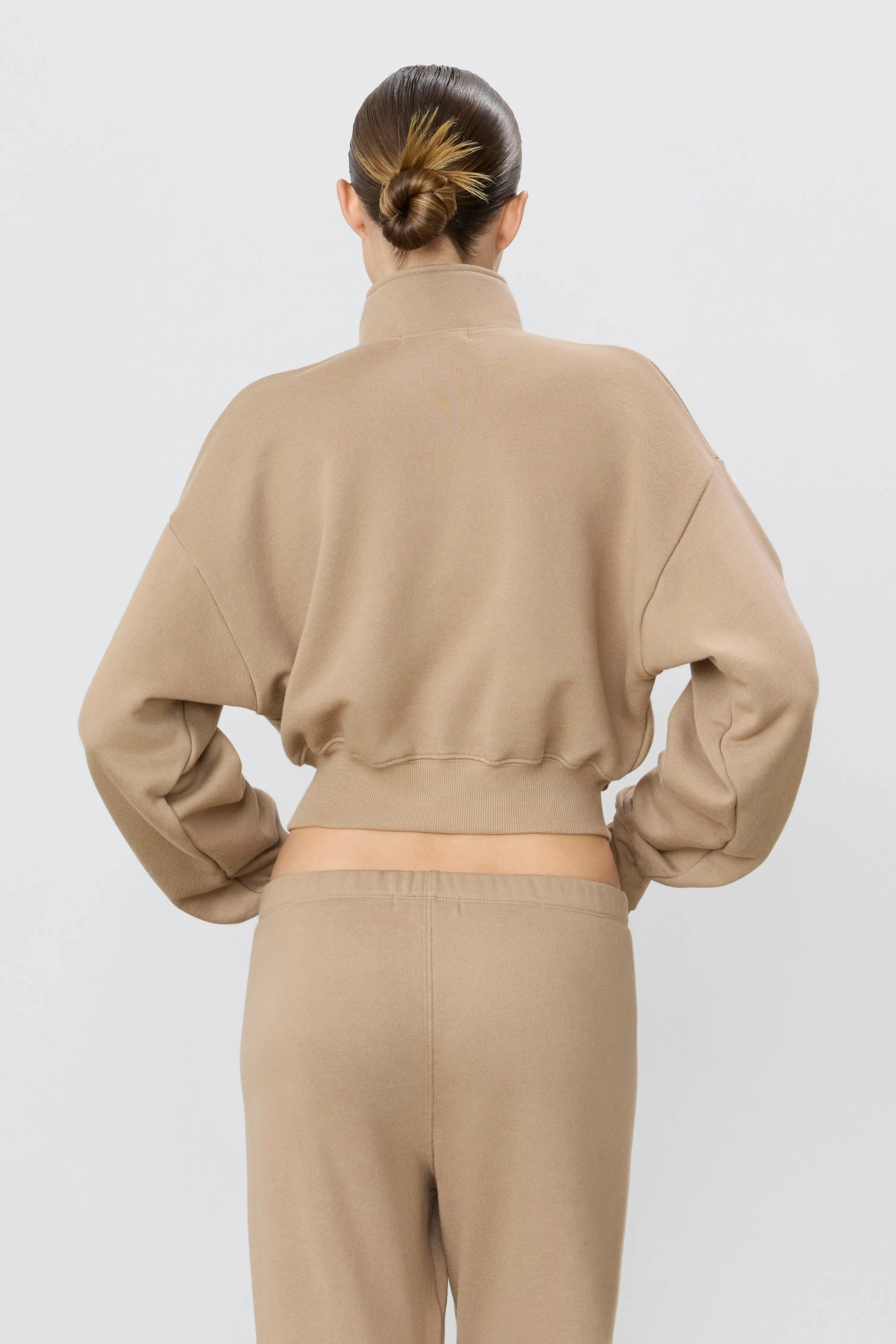 Eterne - Cropped Half-Zip Sweatshirt - Taupe sold by Jessie Boutique product image thumbnail 2