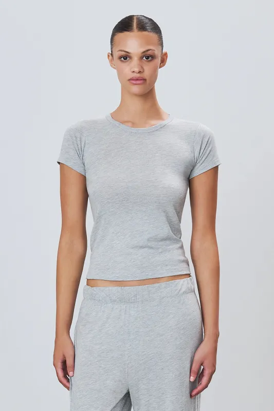 Eterne - Fitted Crewneck Short Sleeve T-Shirt - Heather Grey sold by Jessie Boutique