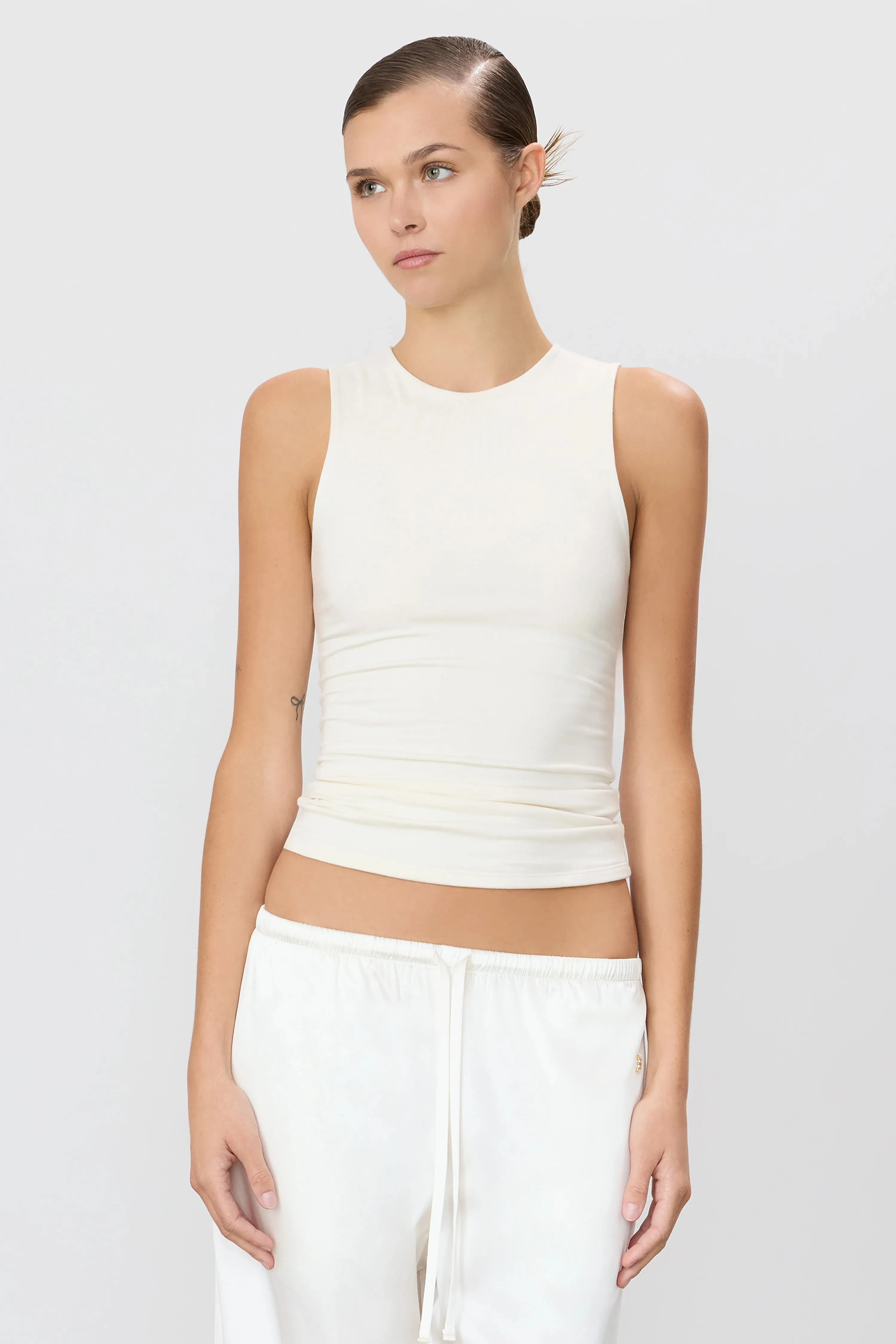 Eterne - Sleeveless Crewneck Top - Ivory sold by Jessie Boutique