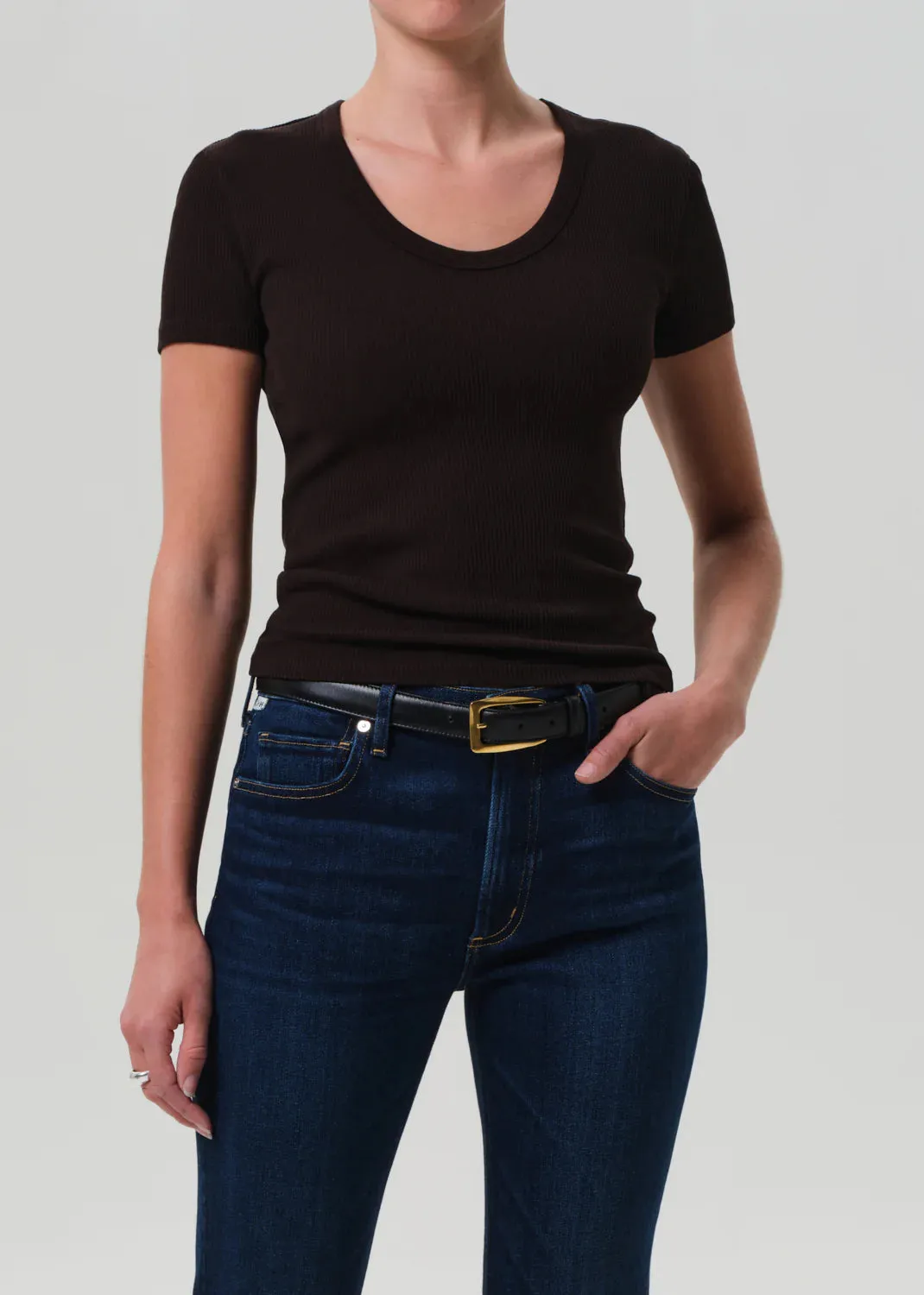 Citizens of Humanity - Maude U Neck Tee - Chocolate sold by Jessie Boutique