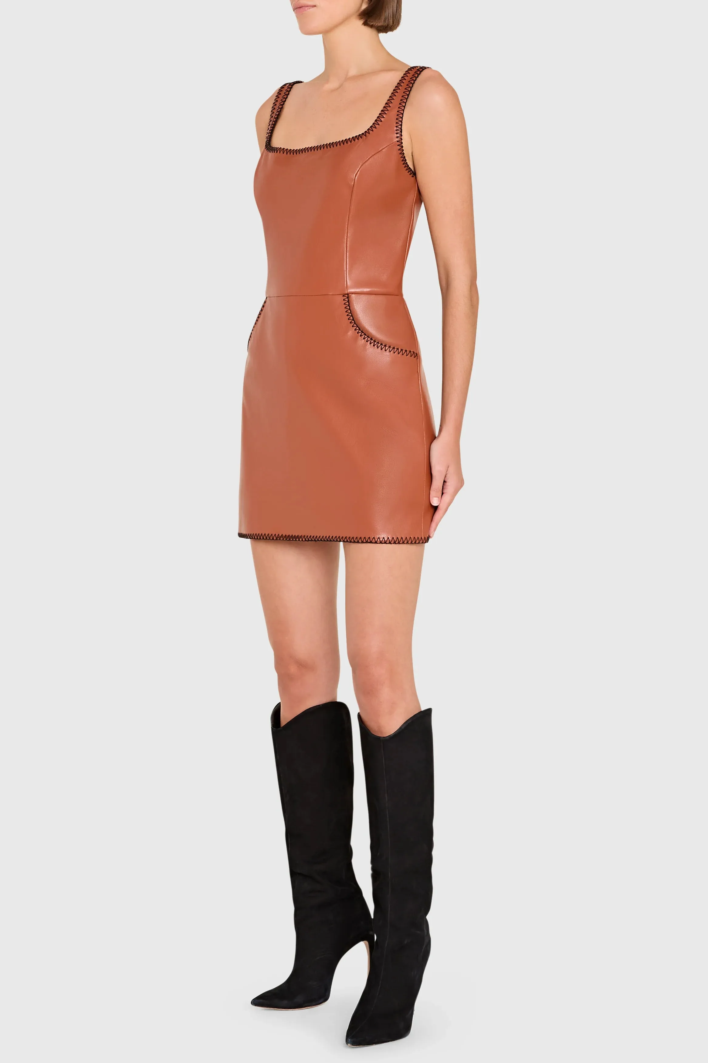 Amanda Uprichard - Ginger Skort Romper - Chestnut sold by Jessie Boutique product image thumbnail 3
