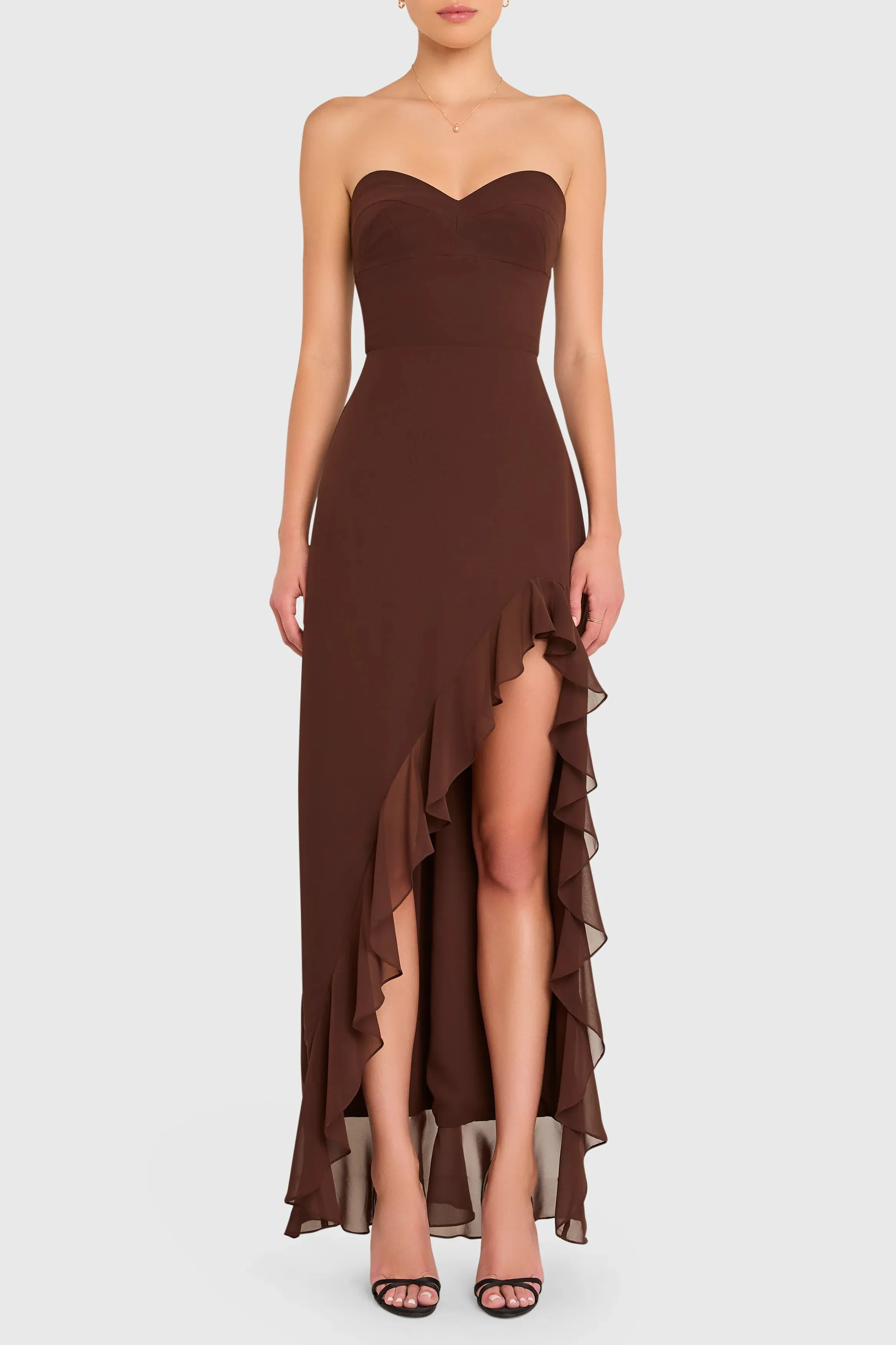 Amanda Uprichard - Eden Gown - Cocoa sold by Jessie Boutique