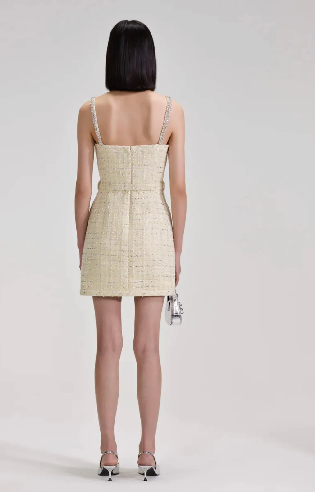 Self-portrait - Yellow Boucle Diamante Trim Mini Dress - Yellow sold by Jessie Boutique product image thumbnail 3