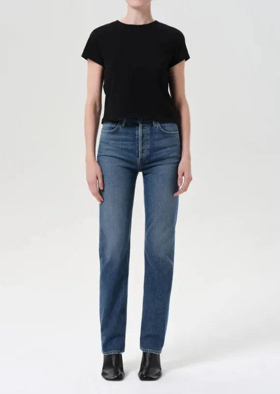 Agolde - 90's Pinch Waist High Rise Straight Long (Comfort Stretch) - Overcast sold by Jessie Boutique