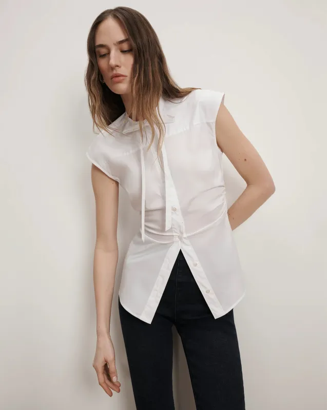 Veronica Beard - Joon Tie-Neck Button-Down Blouse - White made by Veronica Beard