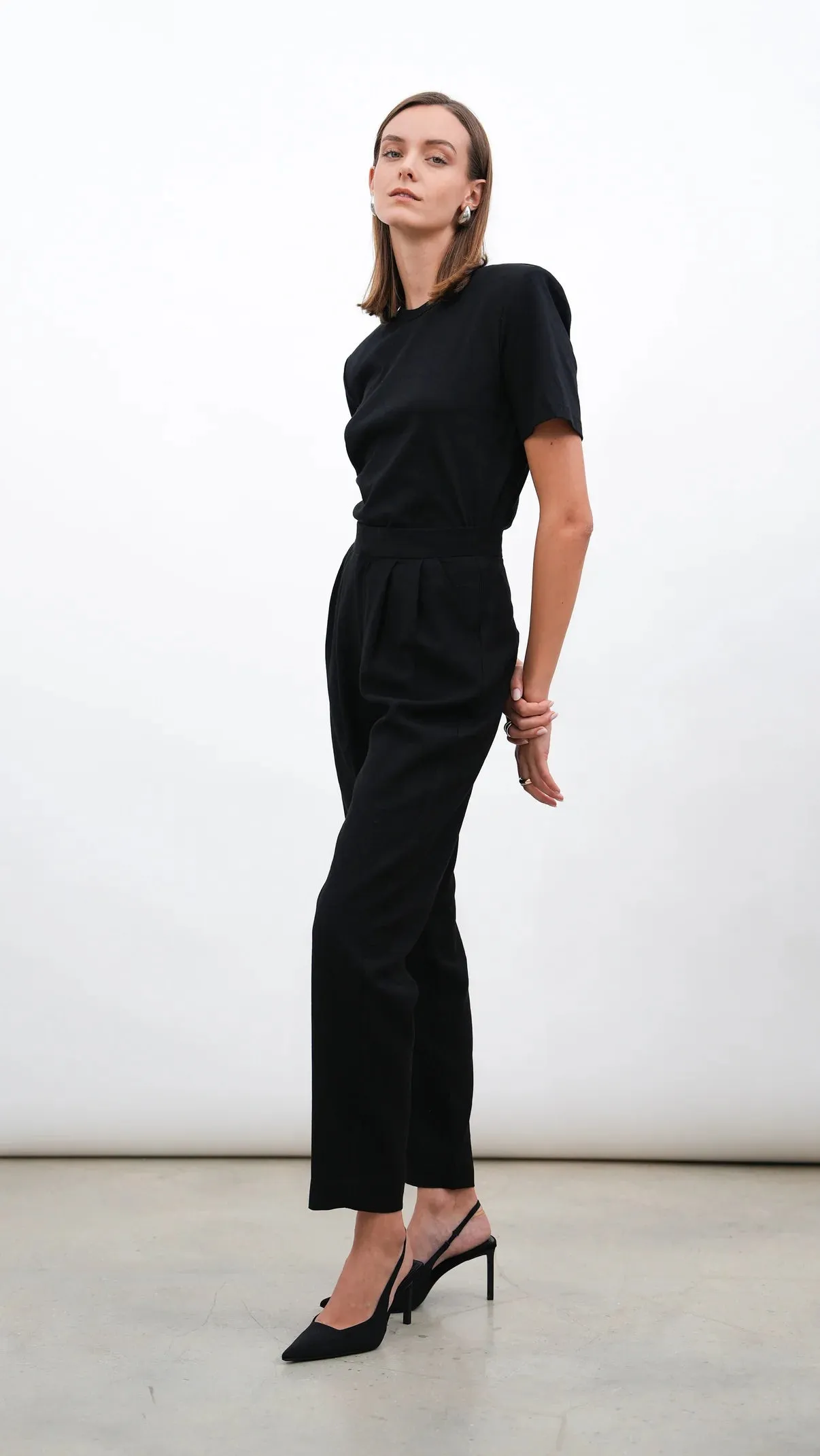 Parentezi - Pima Shoulder Pad Tee - Black sold by Jessie Boutique