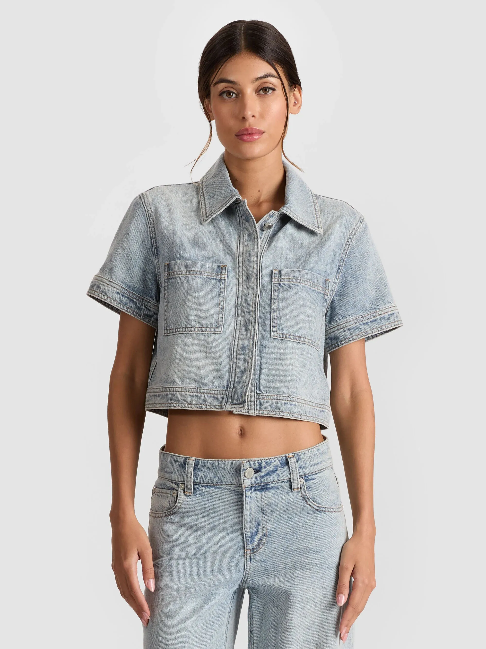 Alice + Olivia - Tesha Denim Top - Rockstar Blue sold by Jessie Boutique
