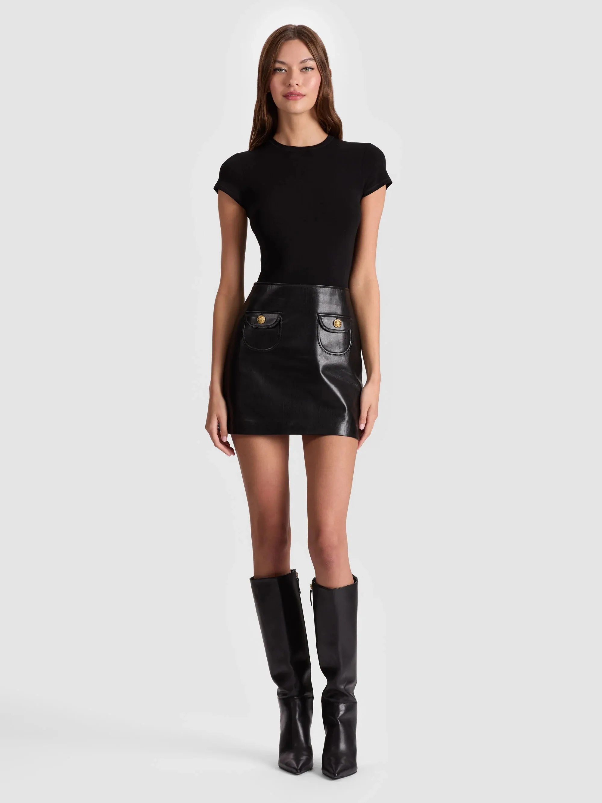 Alice + Olivia - Sydney Vegan Mini Dress - Black sold by Jessie Boutique