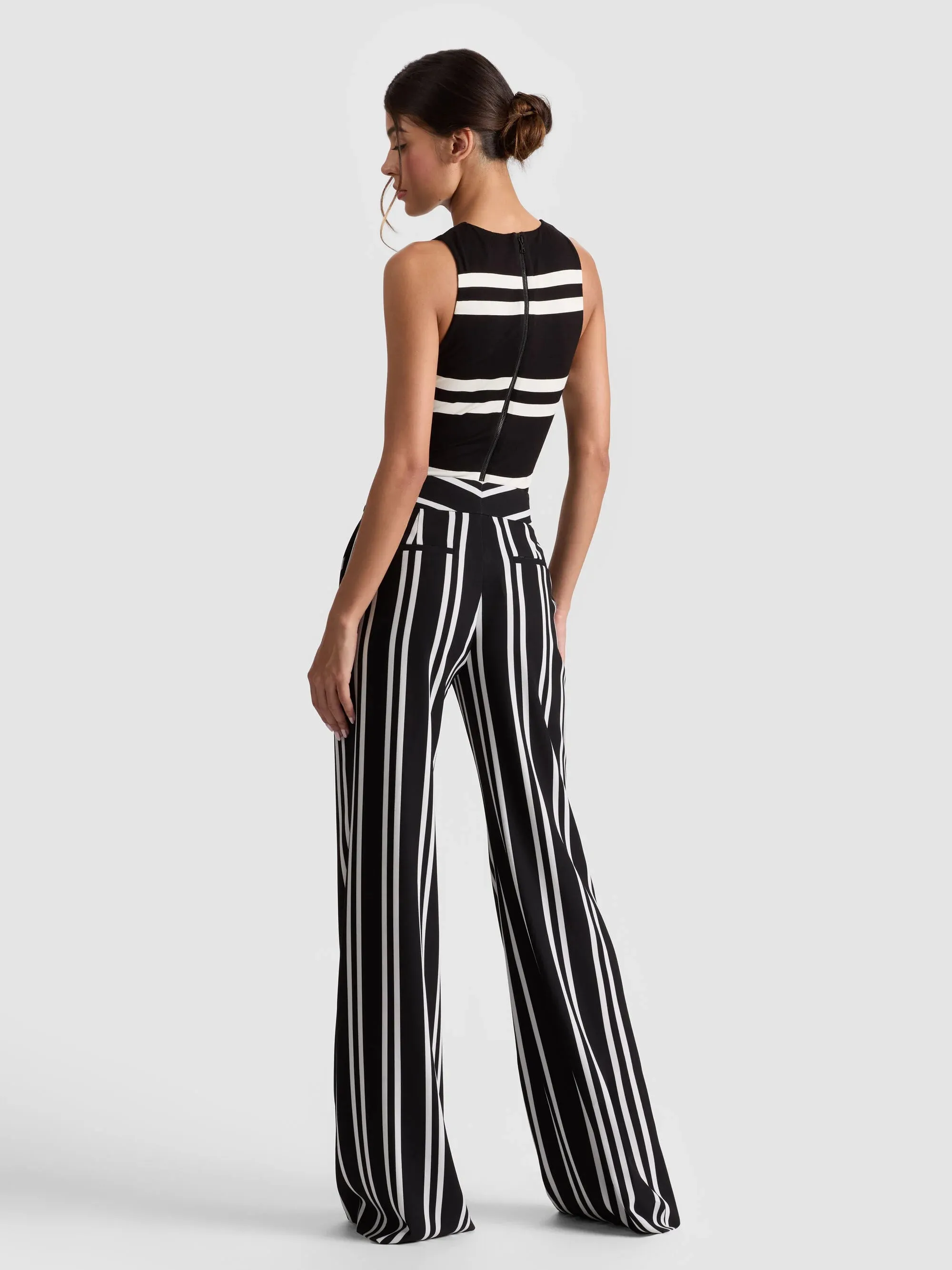 Alice + Olivia - Dylan Pant - Paddleboard Stripe Black/Ecru sold by Jessie Boutique product image thumbnail 3